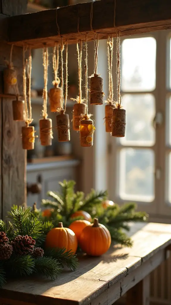 upcycled rustic wine ornaments