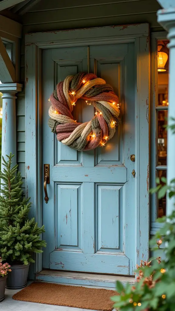 upcycled sweater wreath decoration