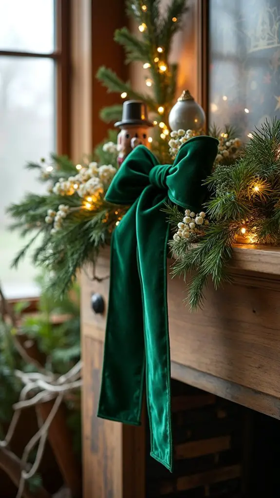 velvet ribbon holiday centerpiece