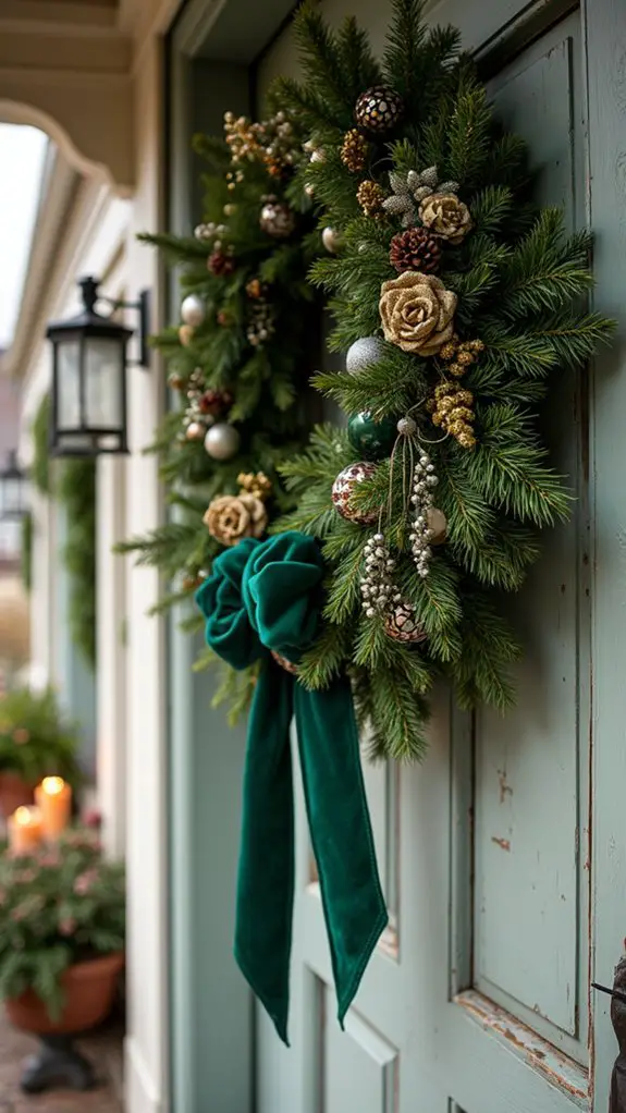 velvet ribbon holiday wreath
