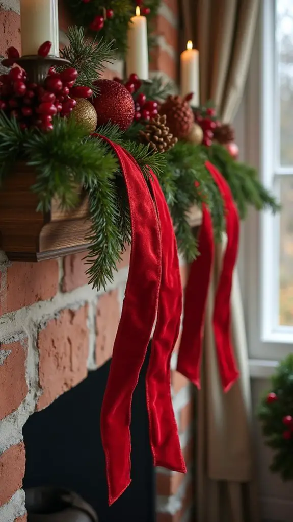 velvet ribbon mantle draping