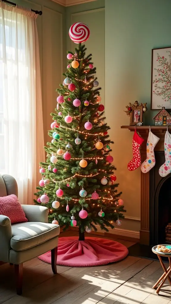 vibrant candy themed christmas tree