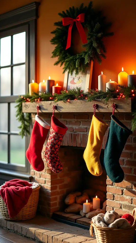 vibrant christmas mantle decor