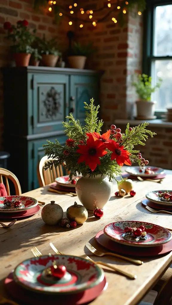 vibrant christmas table decor