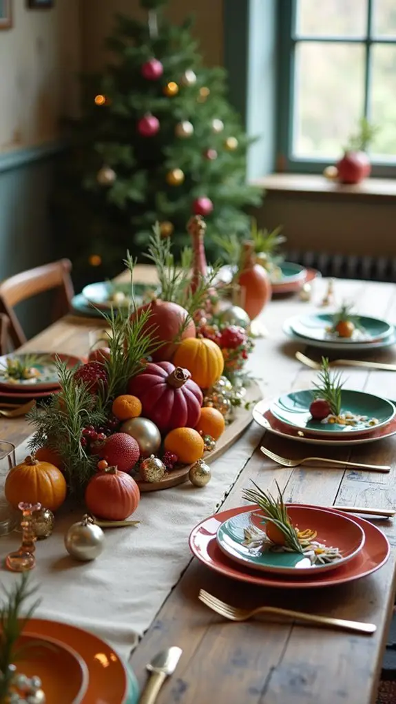 vibrant christmas table decor