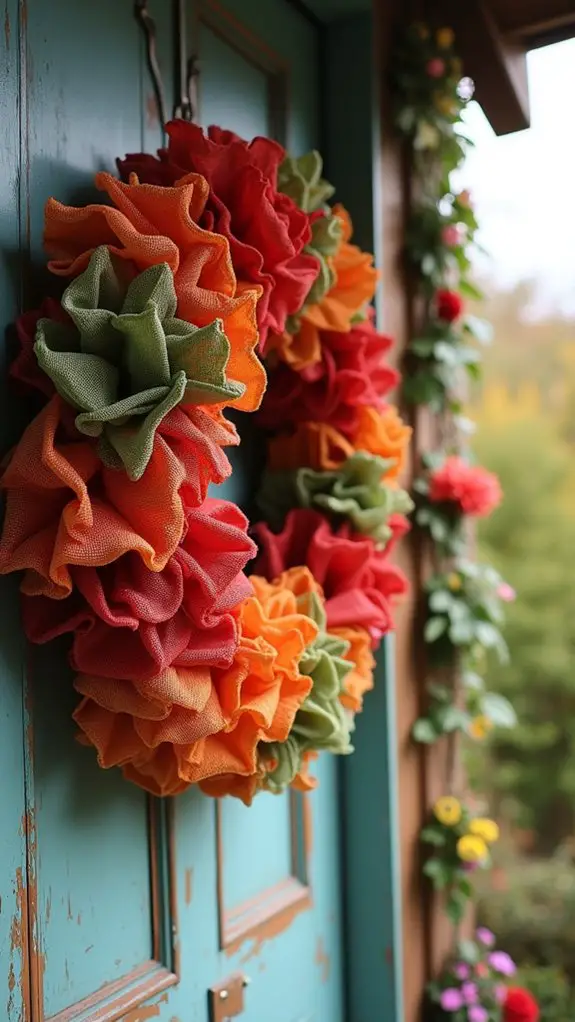 vibrant colorful burlap wreath
