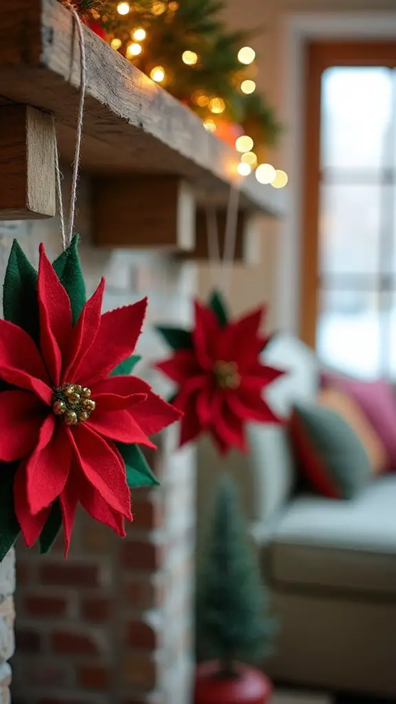 vibrant felt poinsettia decorations