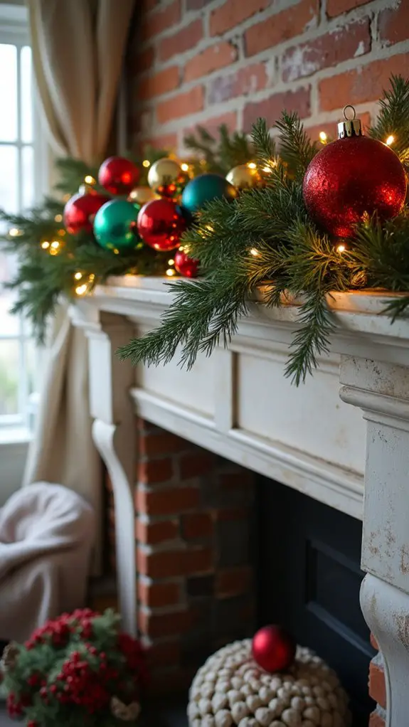 vibrant festive fireplace decor