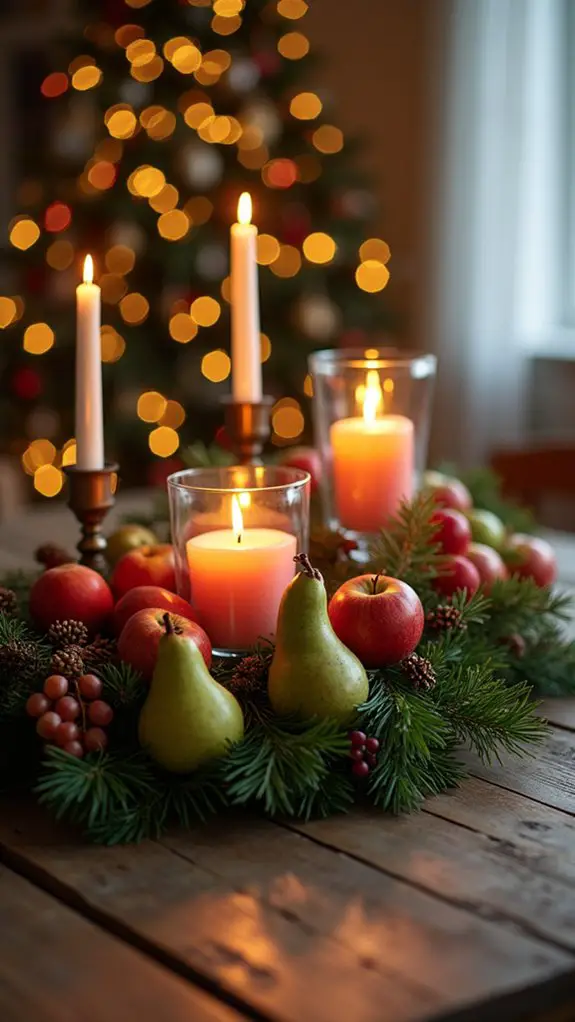 vibrant fruit and candles