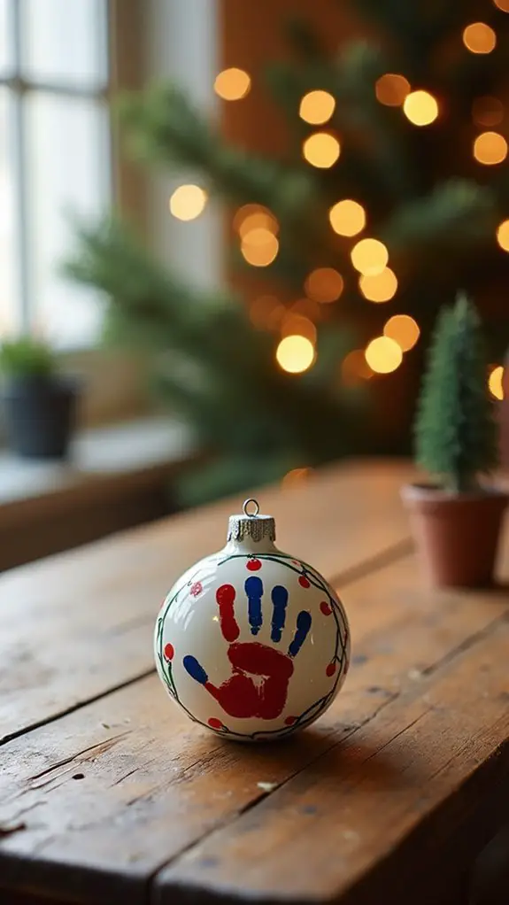vibrant holiday handprint ornament