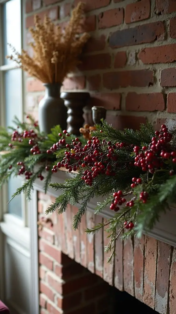 vibrant holiday mantle accents