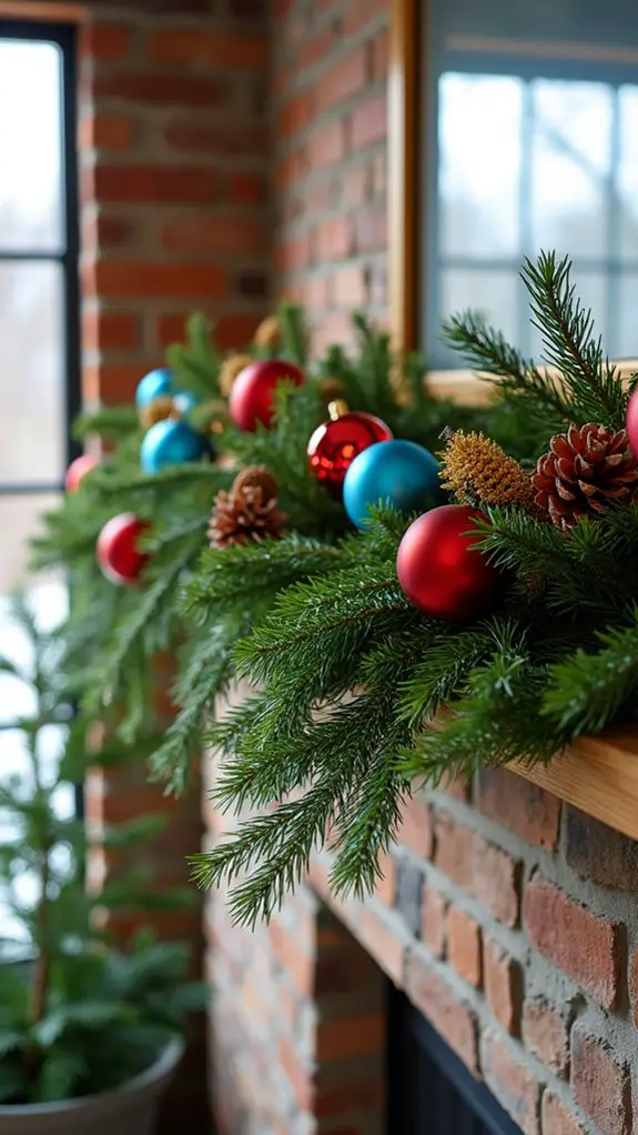 vibrant holiday mantle decor