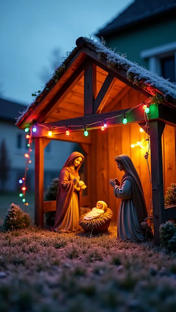 vibrant illuminated nativity scene