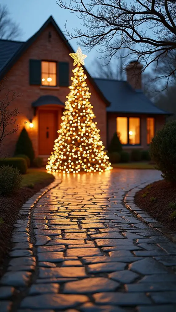 vibrant lights outline tree