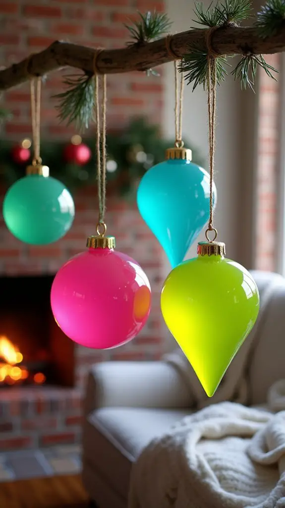 vibrant neon acrylic ornaments