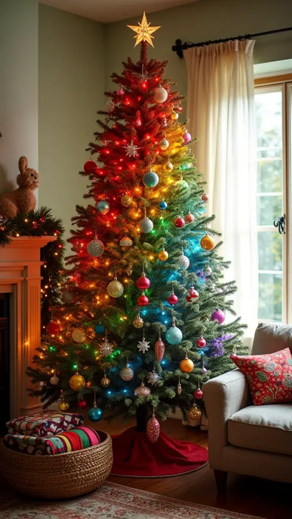 vibrant rainbow holiday decorations