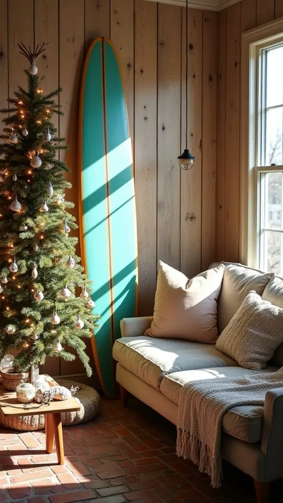 vibrant surfboard holiday decor