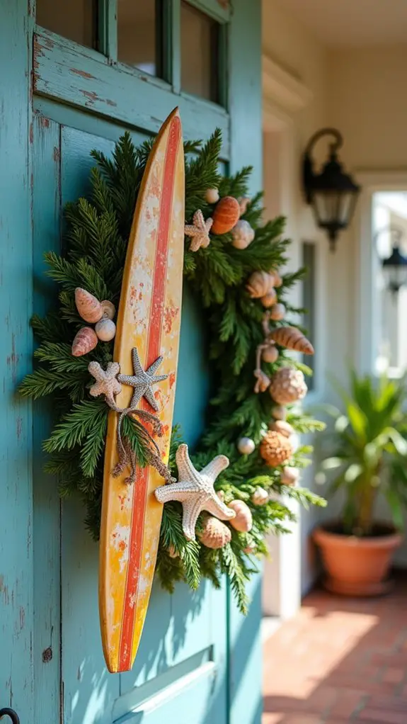 vibrant surfboard holiday wreath