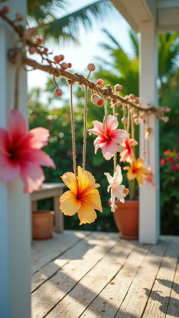 vibrant tropical flower ornaments