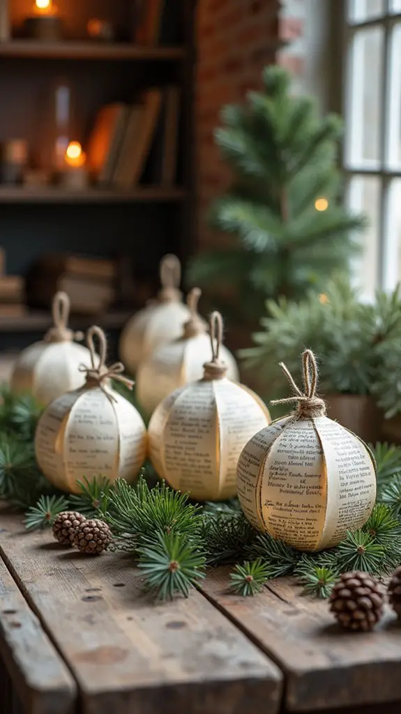 vintage book page ornaments