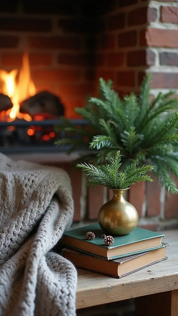 vintage books and greenery