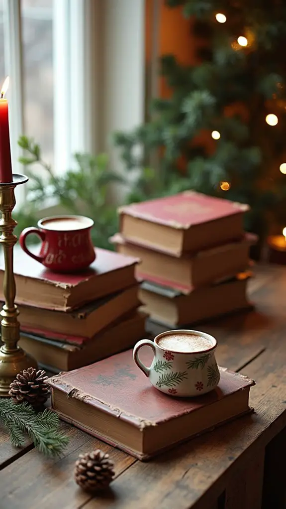 vintage books as decor