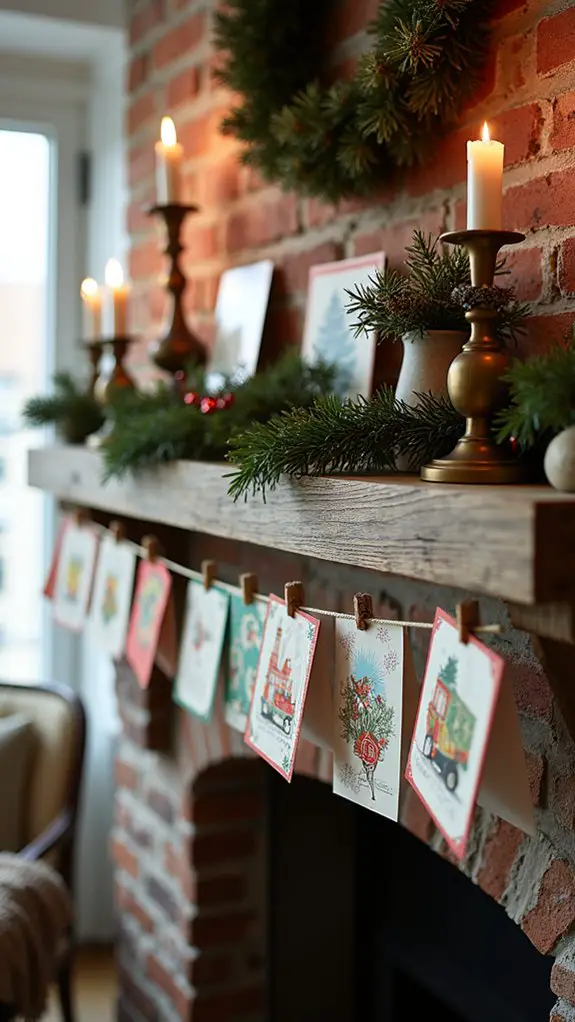 vintage card mantle display