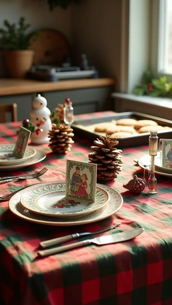 vintage cards as place settings