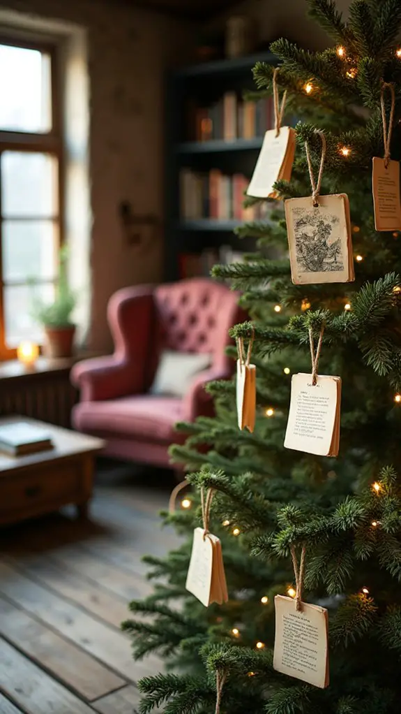 vintage literary tree decorations