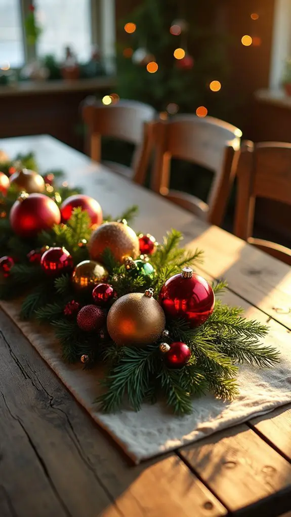 vintage ornaments table centerpiece