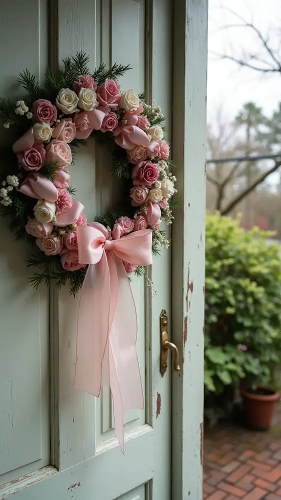 vintage pink ribbon wreath