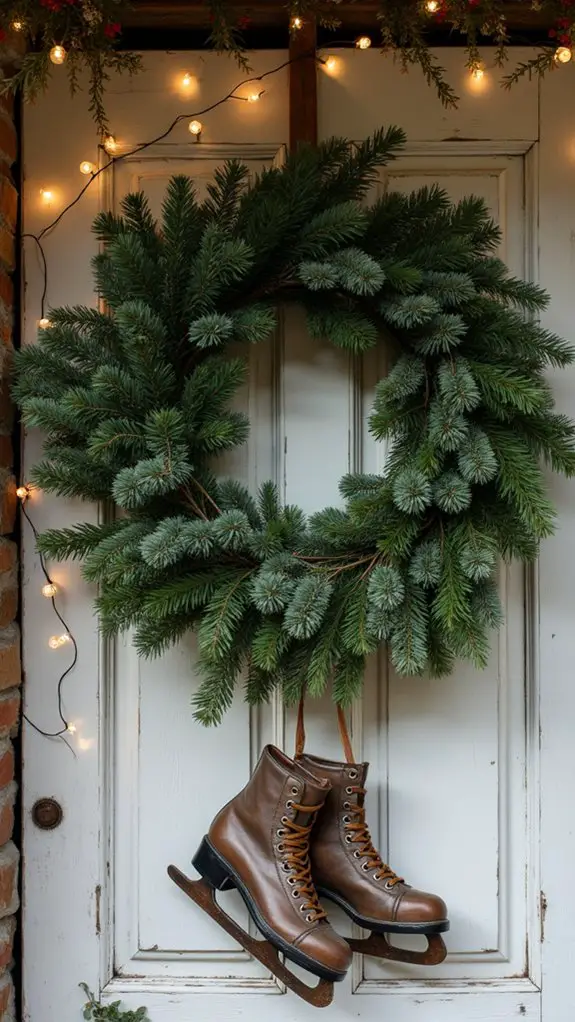 vintage skates winter wreath