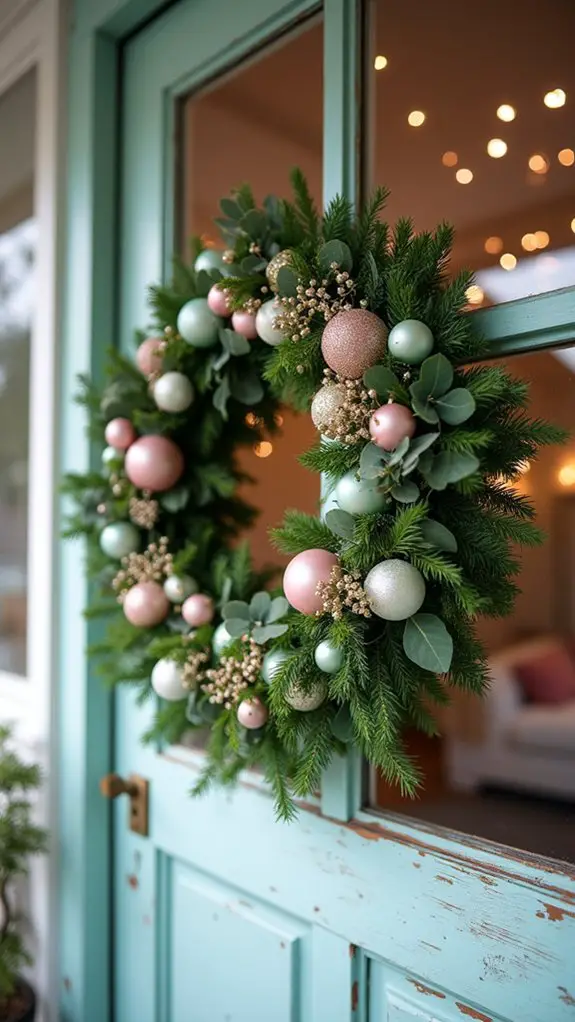 whimsical blush mint wreath