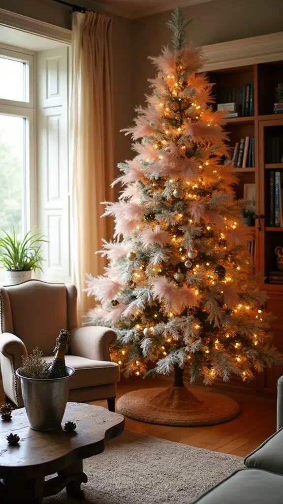 whimsical champagne feather accents