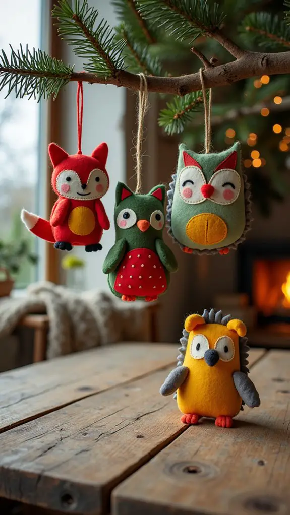 whimsical colorful felt ornaments