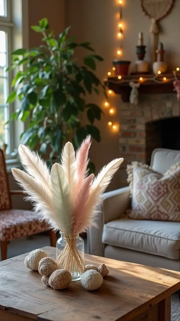 whimsical feather boho decor