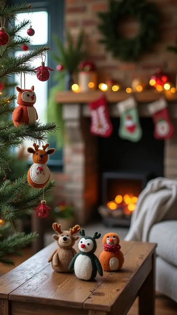 whimsical felted wool ornaments