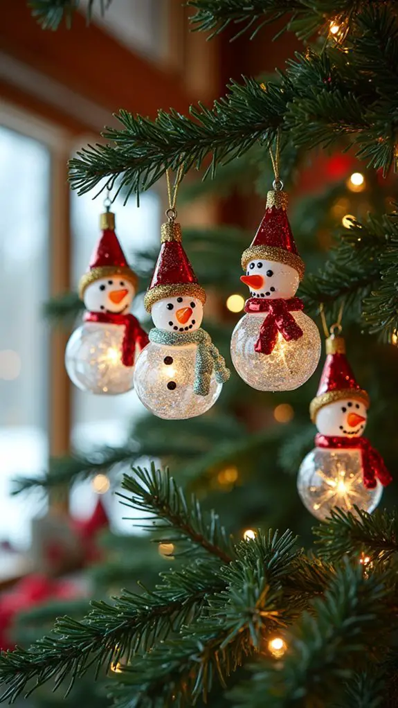 whimsical glass snowmen decorations