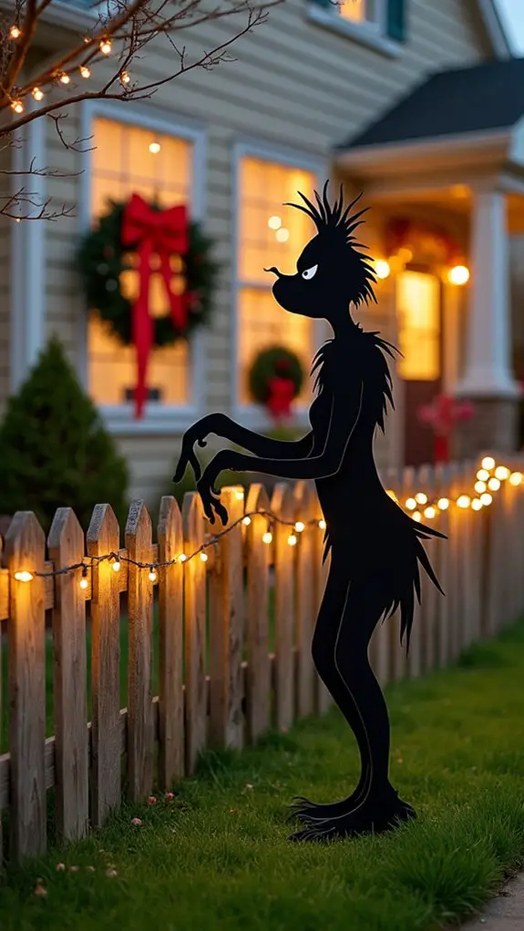 whimsical grinch silhouette displays