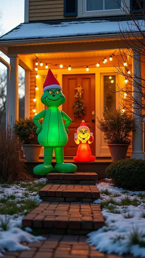 whimsical grinch themed inflatables delight