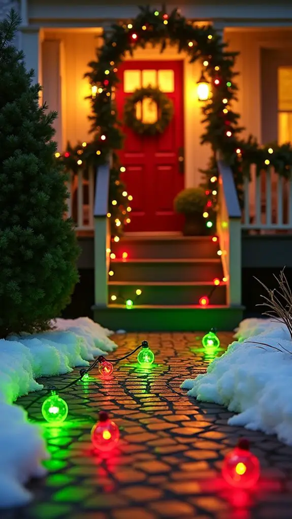 whimsical grinch themed pathway lights