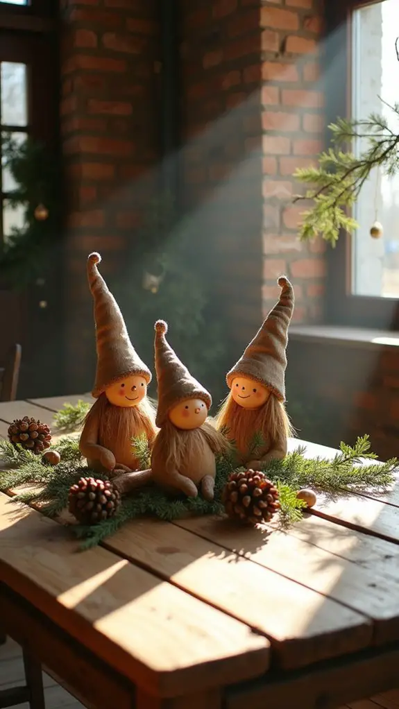 whimsical holiday wooden elves