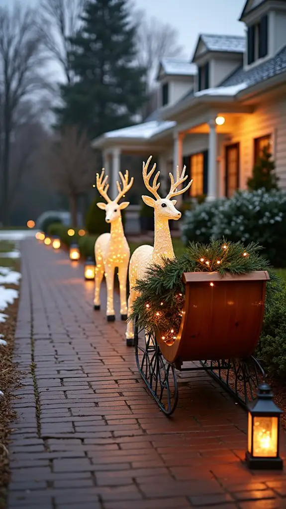 whimsical reindeer sleigh display