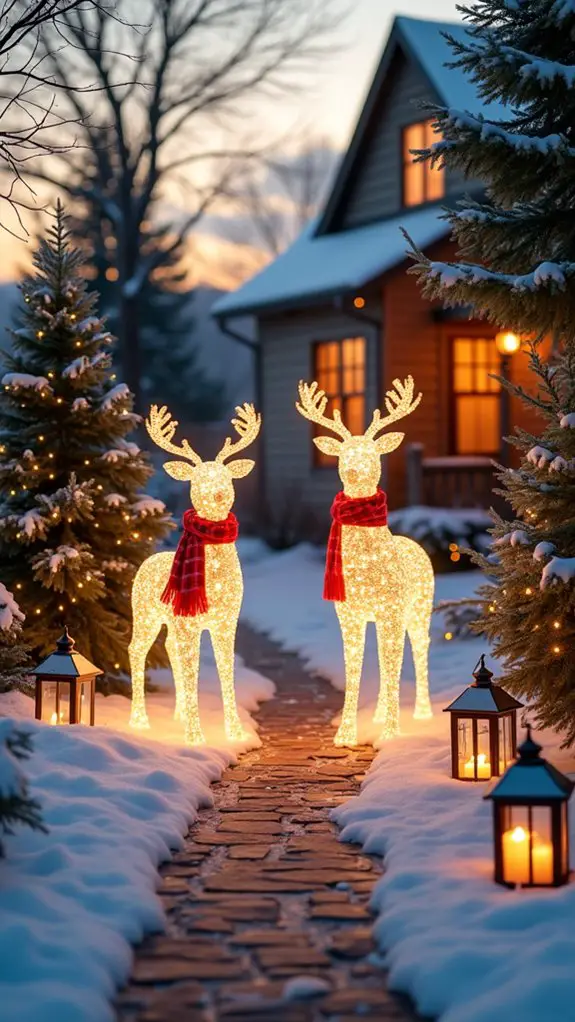 whimsical reindeer winter display