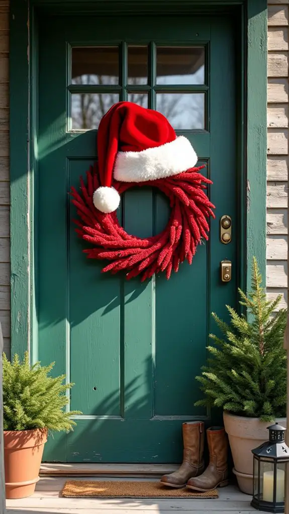 whimsical santa hat wreath