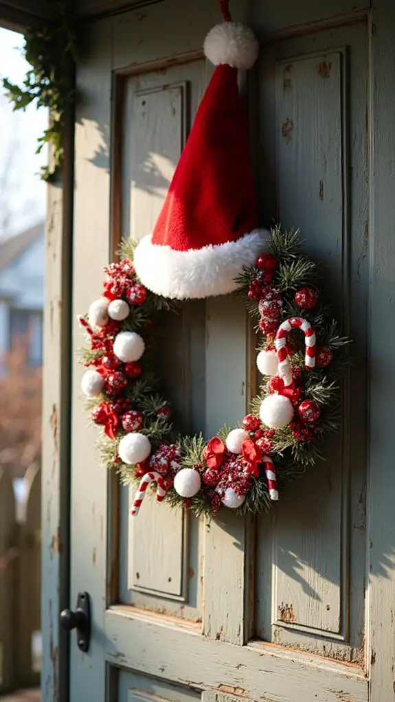 whimsical santa hat wreath