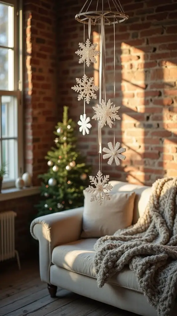 whimsical snowflake ceiling mobile