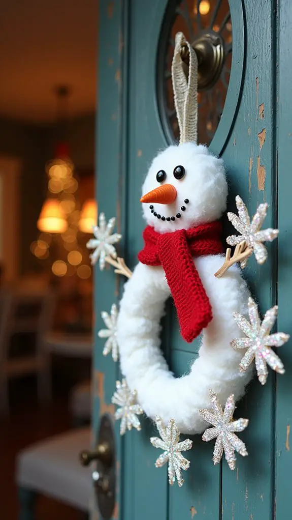 whimsical snowflakes enhance wreath