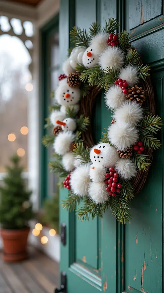 whimsical snowman wreath decoration