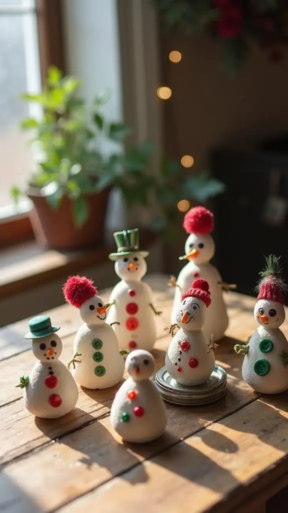 whimsical vintage button snowmen